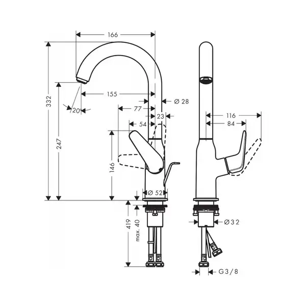 Hansgrohe Novus 240 Смеситель для умывальника, хром (71126000) Hansgrohe Novus 240 Смеситель для умывальника, хром (71126000)