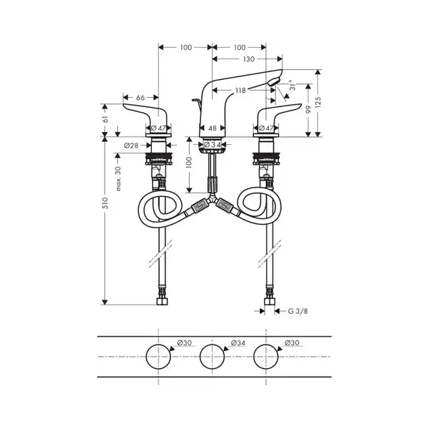 Hansgrohe Novus Смеситель для умывальника, хром (71140000) Hansgrohe Novus Смеситель для умывальника, хром (71140000)