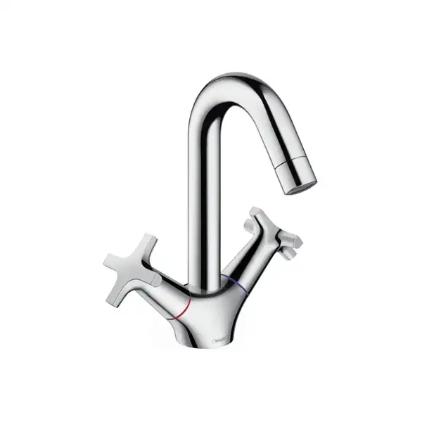 Смеситель для раковины, двухвентильный Hansgrohe Logis (цвет - хром), с донным клапном (71270000) фото 1 Aquada.com.ua