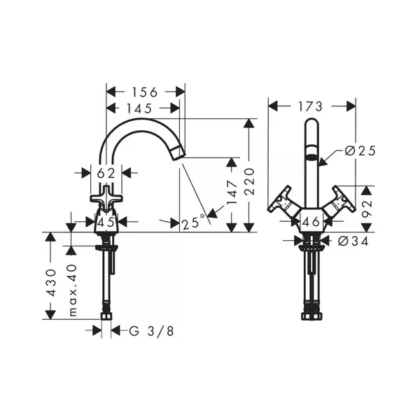 Змішувач для умивальника Hansgrohe Logis Classic 150 LowPressure, хром (71271000)
