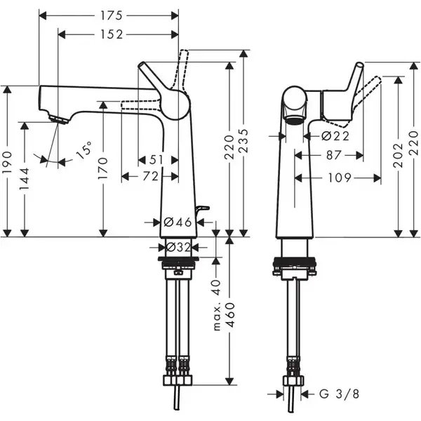 Hansgrohe Talis S 140 Смеситель для умывальника, хром (72113000)