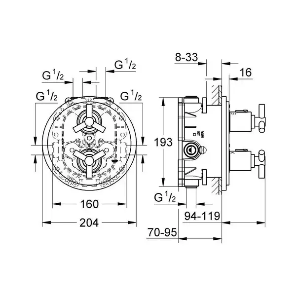 Grohe Atrio Термостат верхньої частини, хром (19395000) Grohe Atrio Термостат верхньої частини, хром (19395000)