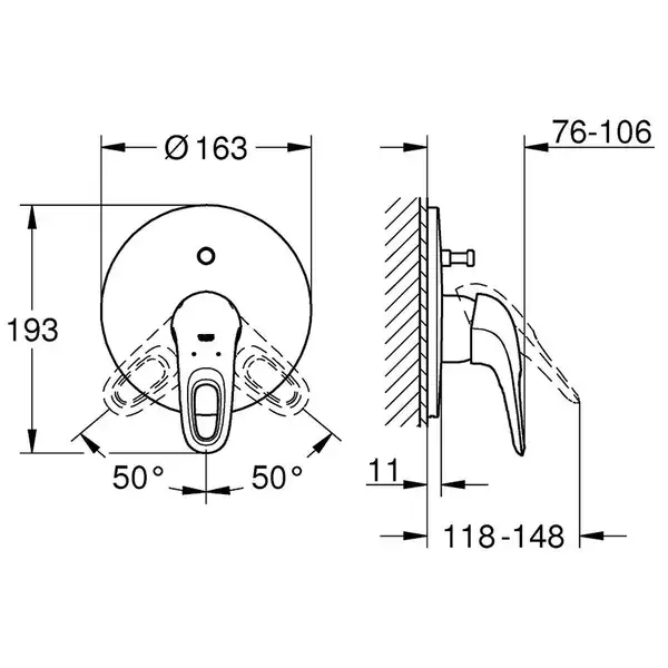 Смеситель однорычажный для ванны Grohe Eurostyle (цвет - хром/белый) (19506LS3) фото 4 Aquada.com.ua Смеситель однорычажный для ванны Grohe Eurostyle (цвет - хром/белый) (19506LS3) фото 4 Aquada.com.ua