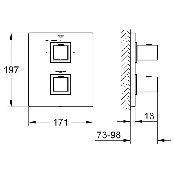 GROHE Термостат для ванны Grohtherm Cube (цвет - хром) (19958000) фото 4 Aquada.com.ua GROHE Термостат для ванны Grohtherm Cube (цвет - хром) (19958000) фото 4 Aquada.com.ua