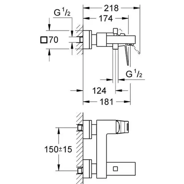 Grohe Eurocube Змішувач для ванни, хром (23140000) Grohe Eurocube Змішувач для ванни, хром (23140000)