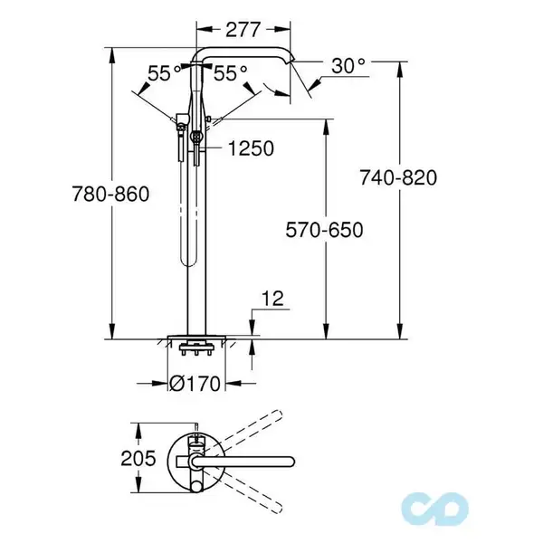Grohe Essence New Підлоговий змішувач для ванни, хром (23491001) Grohe Essence New Підлоговий змішувач для ванни, хром (23491001)