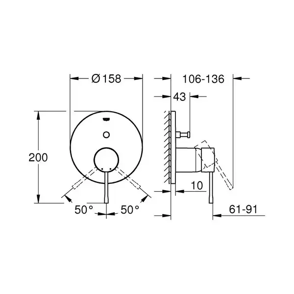 Grohe Essence New Змішувач прихованого монтажу, хром (24058001) Grohe Essence New Змішувач прихованого монтажу, хром (24058001)