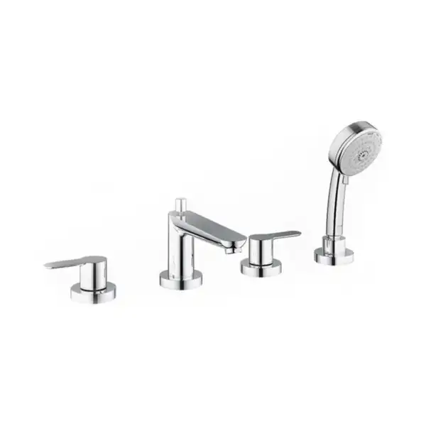 Смеситель на борт ванны Grohe Bau Edge (цвет - хром), с душевым гарнитуром (2512000A) фото 1 Aquada.com.ua