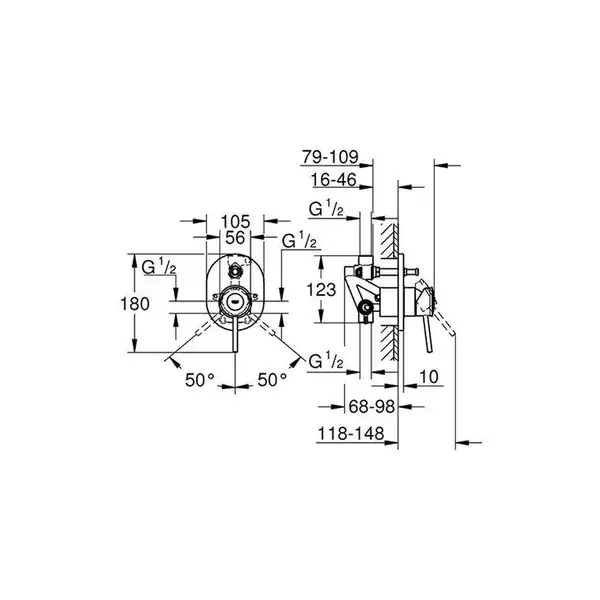 Grohe BauClassic Смеситель для ванны, хром (29047000)