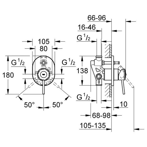 Grohe BauClassic Смеситель для ванны, хром (29047000)