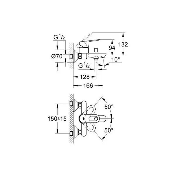 Grohe BauLoop Смеситель для ванны, хром (32815000)
