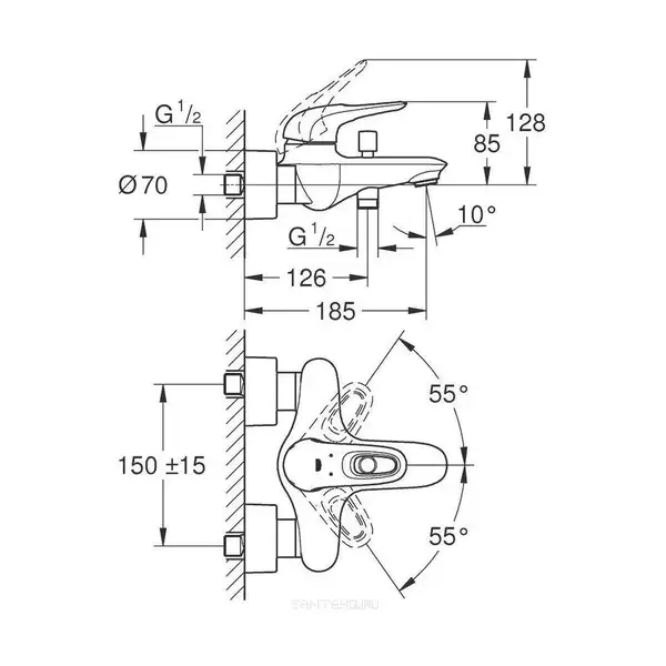 Grohe Eurostyle Змішувач для ванни, хром (33591003) Grohe Eurostyle Змішувач для ванни, хром (33591003)