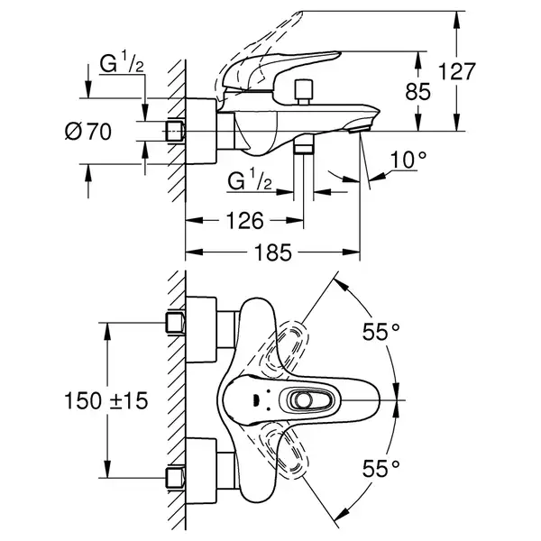 Grohe Eurostyle Змішувач для ванни, хром (33591LS3) Grohe Eurostyle Змішувач для ванни, хром (33591LS3)