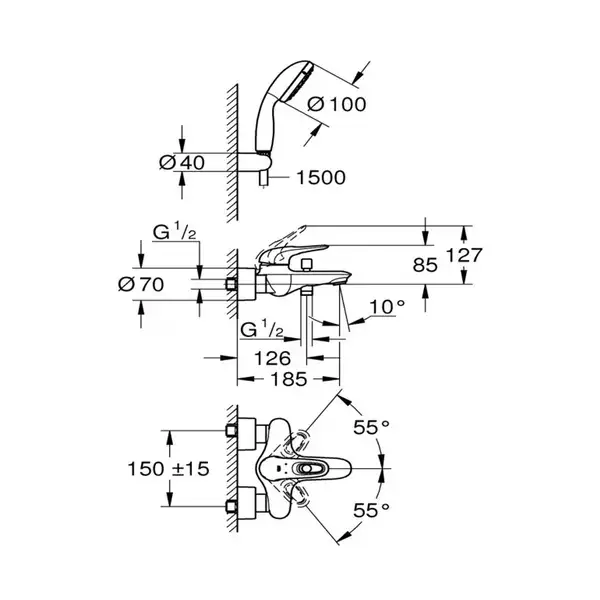GROHE Смеситель для ванны EUROSTYLE (3359230A) фото 3 Aquada.com.ua GROHE Смеситель для ванны EUROSTYLE (3359230A) фото 3 Aquada.com.ua