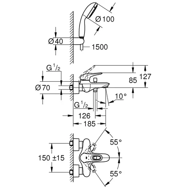 GROHE Смеситель для ванны EUROSTYLE (3359230A) фото 4 Aquada.com.ua GROHE Смеситель для ванны EUROSTYLE (3359230A) фото 4 Aquada.com.ua