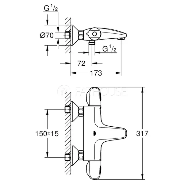 Grohe Grohtherm 1000 New Термостат для ванни, хром (34155003) Grohe Grohtherm 1000 New Термостат для ванни, хром (34155003)