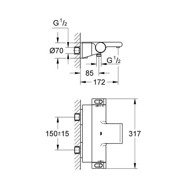 Grohe Grohtherm 2000 NEW Термостат для ванны, хром (34464001) Grohe Grohtherm 2000 NEW Термостат для ванны, хром (34464001)