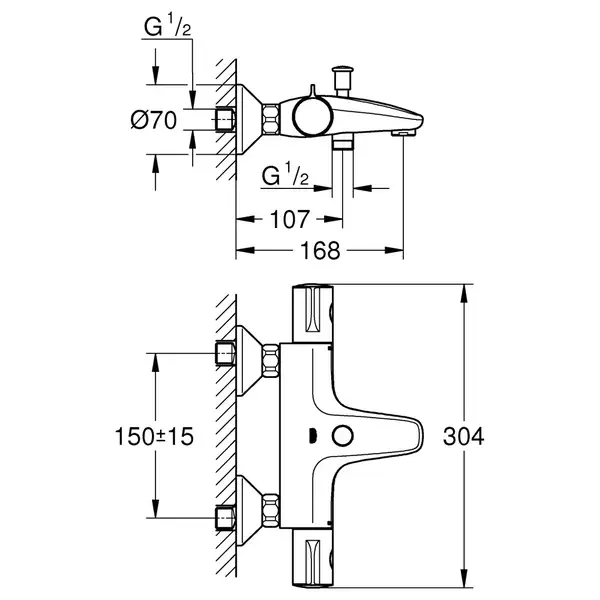 Grohe Grohtherm 800 Термостат для ванны, хром (34567000)