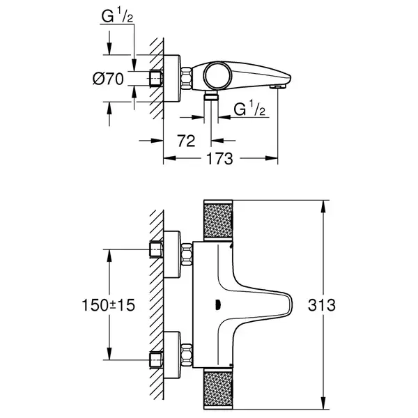 Grohe Grohtherm 1000 Термостат для ванни, хром (34779000) Grohe Grohtherm 1000 Термостат для ванни, хром (34779000)