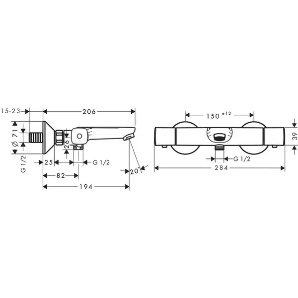 Hansgrohe Ecostat E Термостат для ванны, хром (13123000)