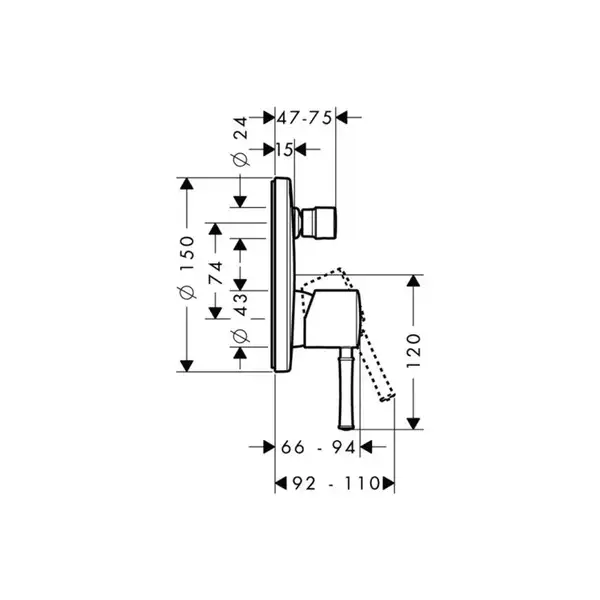 Сместитель для ванны Hansgrohe Talis Classic (цвет - хром) (14146000) фото 2 Aquada.com.ua