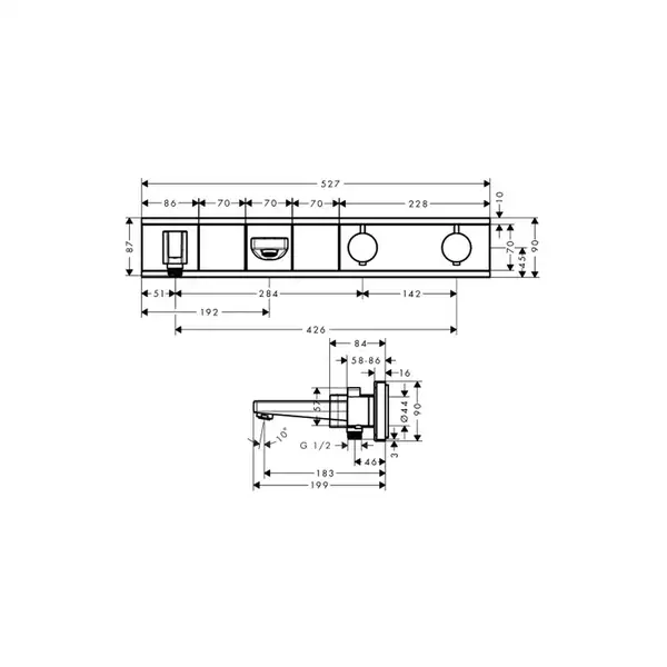 Термостат для ванны Hansgrohe RainSelect (цвет - хром/чёрный) (15359600) фото 2 Aquada.com.ua Термостат для ванны Hansgrohe RainSelect (цвет - хром/чёрный) (15359600) фото 2 Aquada.com.ua