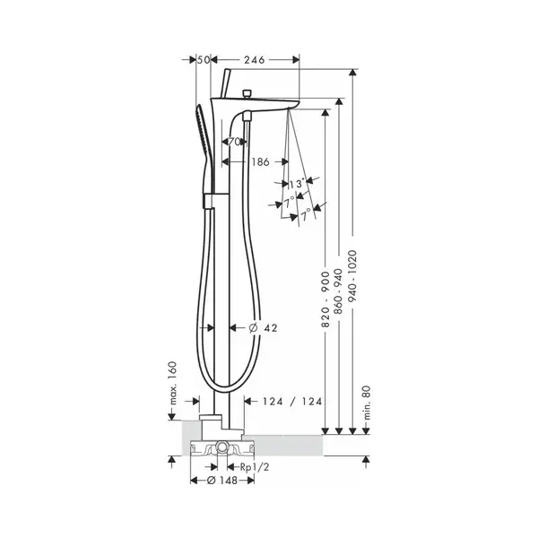 Змішувач для ванни Hansgrohe PuraVida (15473400) Змішувач для ванни Hansgrohe PuraVida (15473400)