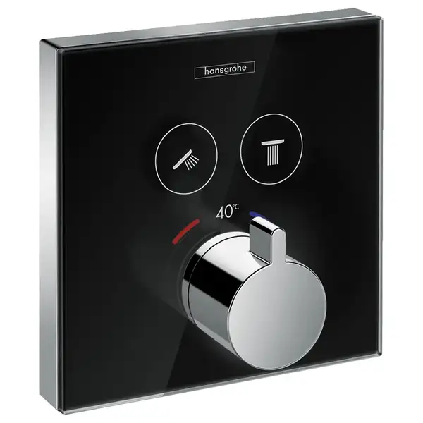 HANSGROHE ShowerSelect Термостат для двух потребителей, стеклянный, СМ черный/хром (15738600) фото 1 Aquada.com.ua HANSGROHE ShowerSelect Термостат для двух потребителей, стеклянный, СМ черный/хром (15738600) фото 1 Aquada.com.ua