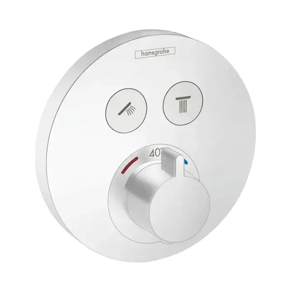 Термостат прихованого монтажу Hansgrohe ShowerSelect S на 2 клавіші, Matt White (15743700) Термостат прихованого монтажу Hansgrohe ShowerSelect S на 2 клавіші, Matt White (15743700)