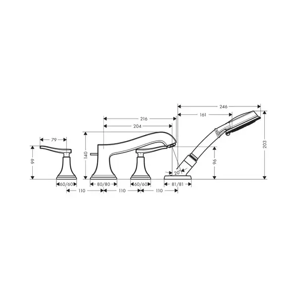 Змішувач для ванни Hansgrohe Metropol Classic (31441000) Змішувач для ванни Hansgrohe Metropol Classic (31441000)