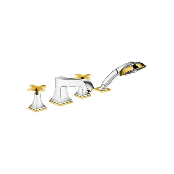 Смеситель на борт ванны Hansgrohe Metropol Classic (цвет - хром/золото) (31449090) фото 1 Aquada.com.ua