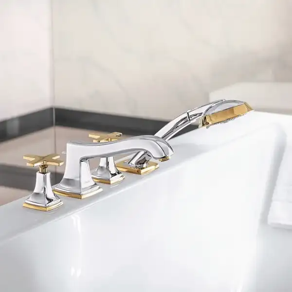 Смеситель на борт ванны Hansgrohe Metropol Classic (цвет - хром/золото) (31449090) фото 2 Aquada.com.ua