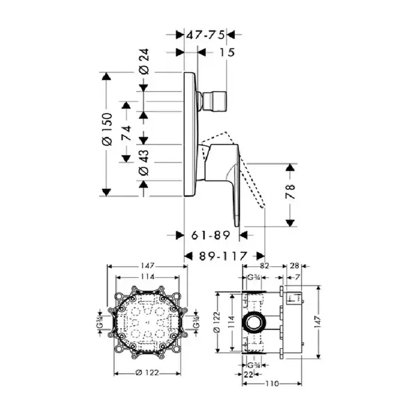 Смеситель для ванны, однорычажный Hansgrohe Talis E2 (цвет - хром) (31645000) фото 2 Aquada.com.ua Смеситель для ванны, однорычажный Hansgrohe Talis E2 (цвет - хром) (31645000) фото 2 Aquada.com.ua