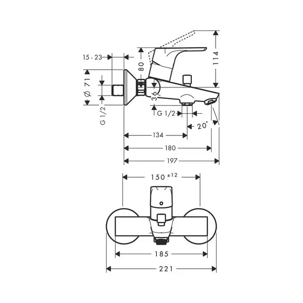 Hansgrohe Focus E Змішувач для ванни, хром (31940000) Hansgrohe Focus E Змішувач для ванни, хром (31940000)