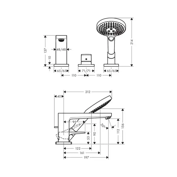 Hansgrohe Metropol Смеситель для ванны, хром (32550000) Hansgrohe Metropol Смеситель для ванны, хром (32550000)