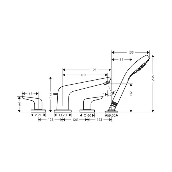 Змішувач для ванни Hansgrohe Novus (71333000) Змішувач для ванни Hansgrohe Novus (71333000)