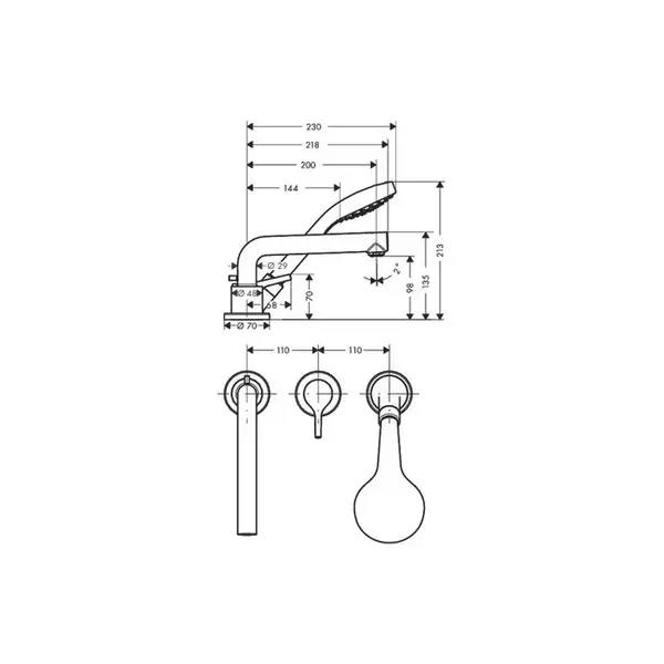 Смеситель на борт ванны Hansgrohe Talis S (цвет - хром) (72416000) фото 2 Aquada.com.ua Смеситель на борт ванны Hansgrohe Talis S (цвет - хром) (72416000) фото 2 Aquada.com.ua
