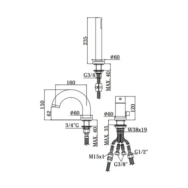 Смеситель на борт ванны Paffoni Light (цвет - хром) (LIG041LCR) Смеситель на борт ванны Paffoni Light (цвет - хром) (LIG041LCR)