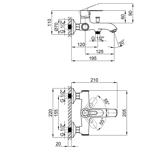 Змішувач для ванни Qtap Rozkos 3055104DC (QTRZS3055104DC) фото 2 Aquada.com.ua Змішувач для ванни Qtap Rozkos 3055104DC (QTRZS3055104DC) фото 2 Aquada.com.ua