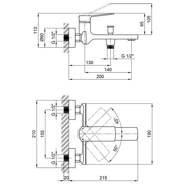 Змішувач для ванни Qtap Slavonice 3042103DC (QTSLV3042103DC) Змішувач для ванни Qtap Slavonice 3042103DC (QTSLV3042103DC)