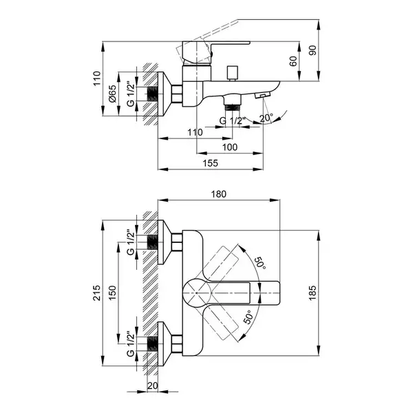 Змішувач для ванни Qtap Ustek 3016107DC (QTUS3016107DC) фото 2 Aquada.com.ua Змішувач для ванни Qtap Ustek 3016107DC (QTUS3016107DC) фото 2 Aquada.com.ua