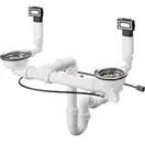 Сифон Hansgrohe D15-12 Automatic з переливом для миття зі сталі на дві чаші, Select Stainless Steel (43942800)