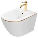 Подвесное биде REA CARLO MINI WHITE GOLD EDGE белое (REA-C6990)