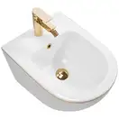 Подвесное биде REA CARLO MINI WHITE GOLD EDGE белое (REA-C6990)