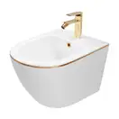Подвесное биде REA CARLO MINI WHITE GOLD EDGE белое (REA-C6990)