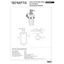 104109016 NEO:Настінний дозатор для рідкого мила , скло Bemeta Чехія (104109016)