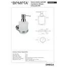 104109102 Omega Дозатор для рідкого мила настінний(скло)Міні,200мл, Bemeta (104109102)