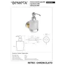 144209108 Retro Дозатор для рідкого мила настінний(скло,золото/хром),200мл, Bemeta (144209108)