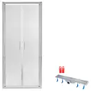 Набор Qtap дверь в нишу Gemini CRM209.C6 90х190 см, стекло Clear 6 мм, покрытие CalcLess + трап линейный Dry FB304-600 с сухим затвором и нержавеющей решеткой 600х73 мм (QTDRYFB304600GEMCRM209C6)