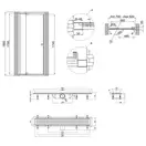 Набор Qtap дверь в нишу Pisces WHI208-9.CP5 79-92х185 см, стекло Pattern 5 мм + трап линейный Qtap Dry FB304-600 с сухим затвором и нержавеющей решеткой 600х73 мм (QTDRYFB304600PISWHI2089CP5)